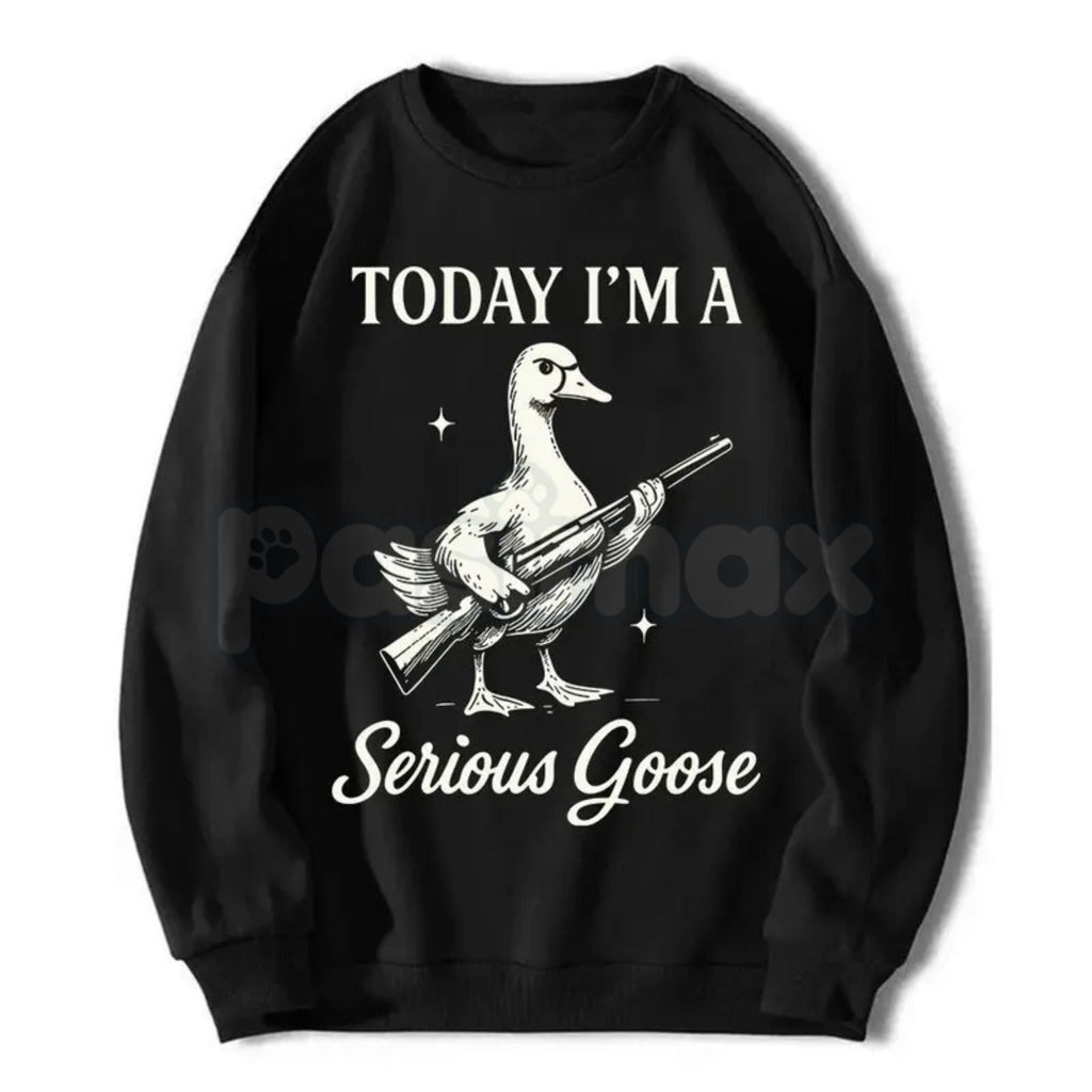 Serious Goose Graphic Shirt – Quirky Animal Art Hoodie & Funny Slogan Streetwear Sweatshirt